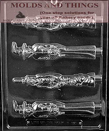Scary Witch Pretzel Pop Chocolate Candy Mold, Halloween Scary Witch Chocolate Candy Mold With Copywrited Molding Instruction