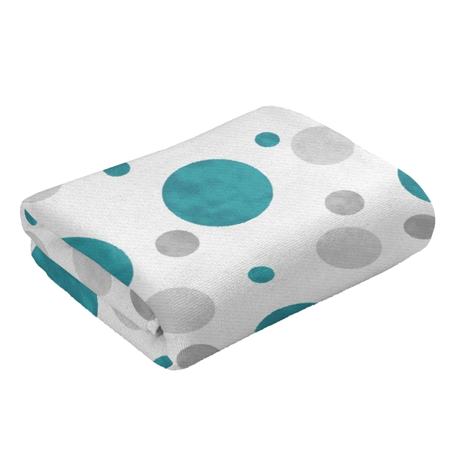 Covasa Polka Dot Hand Towels For Bathroom Set Of 2 Blue Aqua Teal Gray Polka Dots Pattern Abstract Circles Classic Contemporary