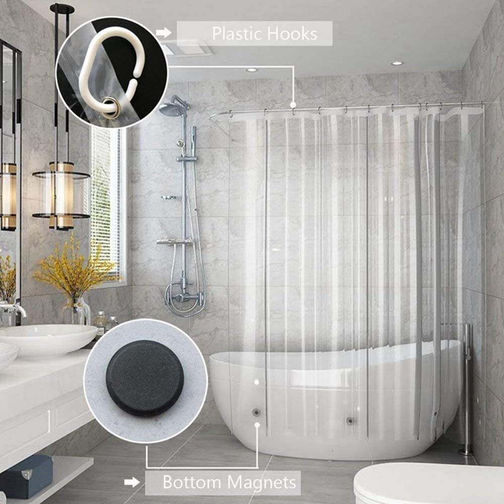 AooHome Eva Small 36x72 Inches Shower Liner  See Through Clear 8 Gauge Bathroom Curtain with Hooks  Bottom Magnets  Waterproof  Heavy Duty  Rust Proof Grommets