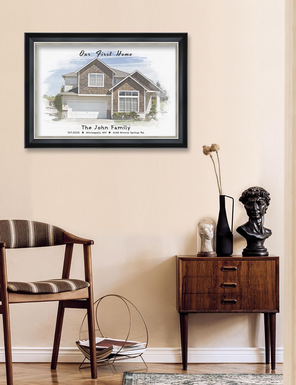 Ipic - Custom Watercolor House Portrait. Personalized Framed Artwork Housewarming Gift Customized Giclee Prints, Custom Giclee P