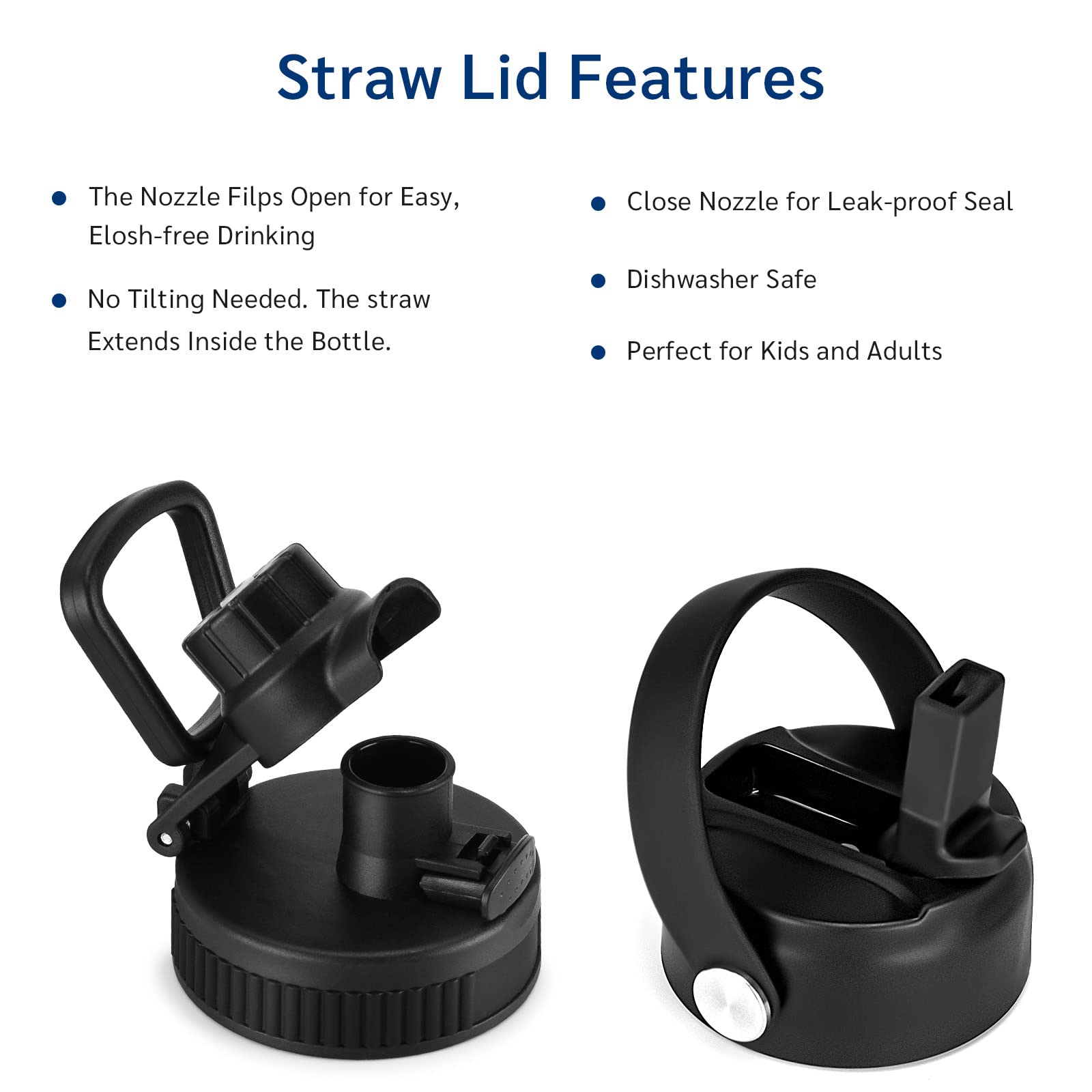 Insulated Water Bottle With Straw 32Oz, Sports Water Bottle 1 Liter, Reusable Wide Mouth Vacuum 18/8 Stainless Steel Thermos Fla