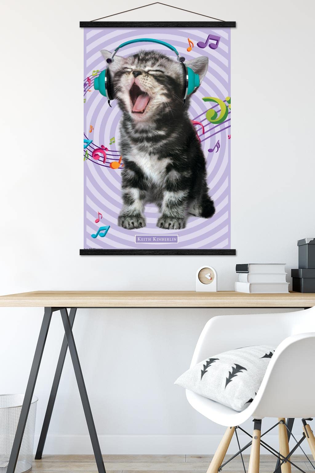 Trends International Keith Kimberlin - Kitten - Singing Wall Poster, 22.375'' X 34'', Premium Print And Black Hanger Bundle