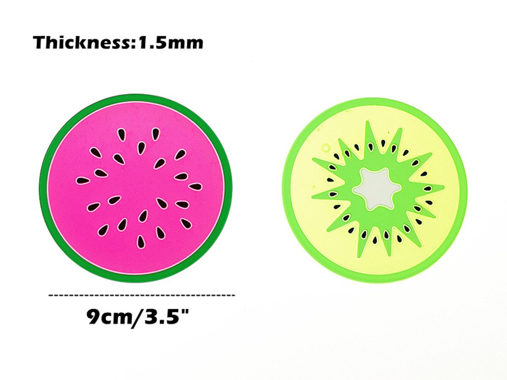 Kinteshun Silicon Drink Coaster,Heat-Insulated Non Slip Fruit Slice Drink Cup Mat Placemat(7Pcs With Different Fruit Slices)