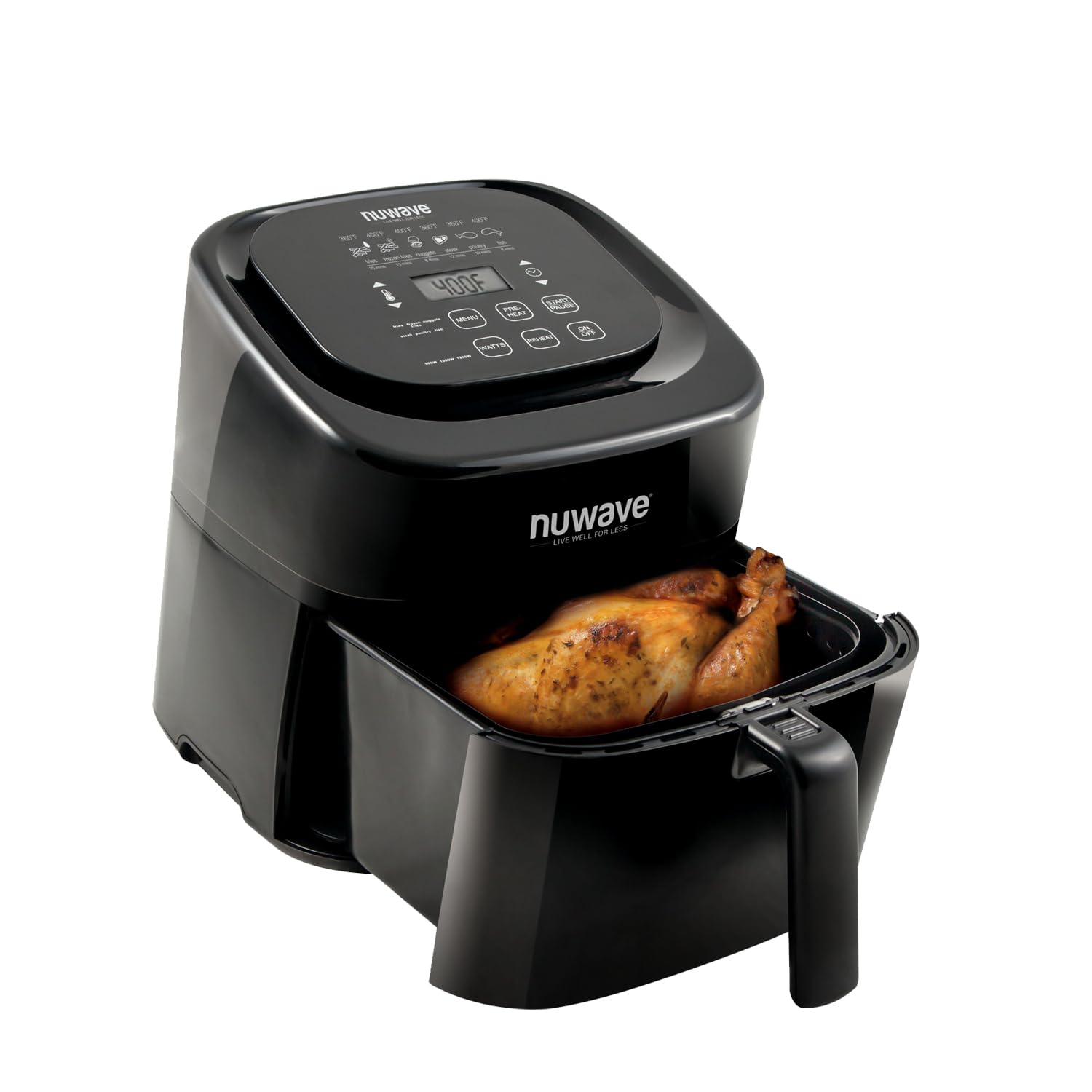 NUWAVE Brio 7in1 Air Fryer Oven, 7.25Quart with OneTouch Digital Controls, NonStick Air Circulation Riser & Reversible Rack