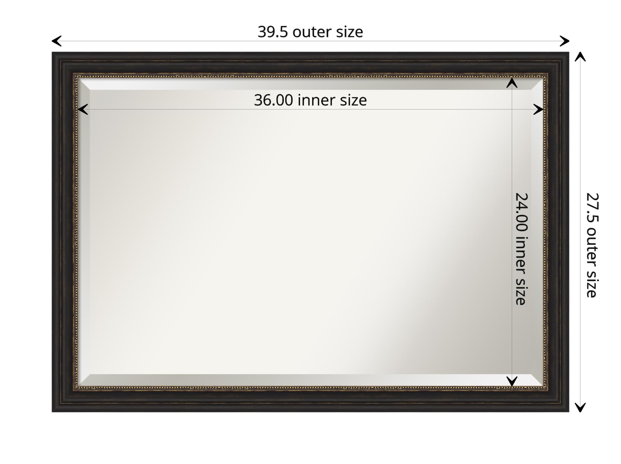 Amanti Art Bathroom Mirror, Accent Bronze Narrow Wall Mirror For Use As Bathroom Vanity Mirror Over Sink (27.5 X 39.5 In.) Bevel