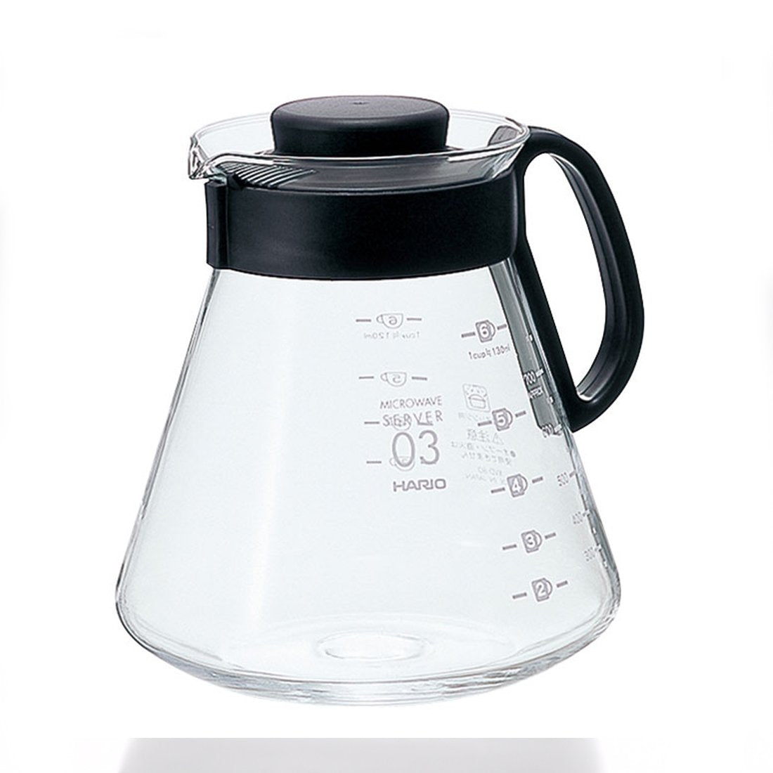 Hario V60 Glass Range Coffee Server Pour Over Carafe Microwave Safe 800Ml, Black