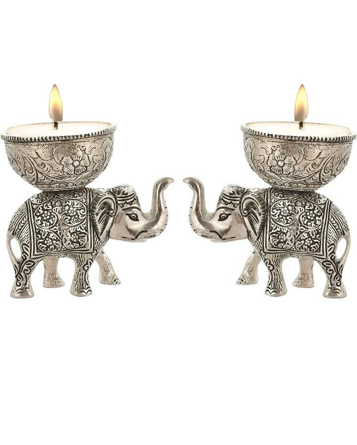 LABHCART Brass Elephant Urli Bowl Ethnic Design Uruli Pot for Home Decor Floating Flowers Candle Lamps Temple