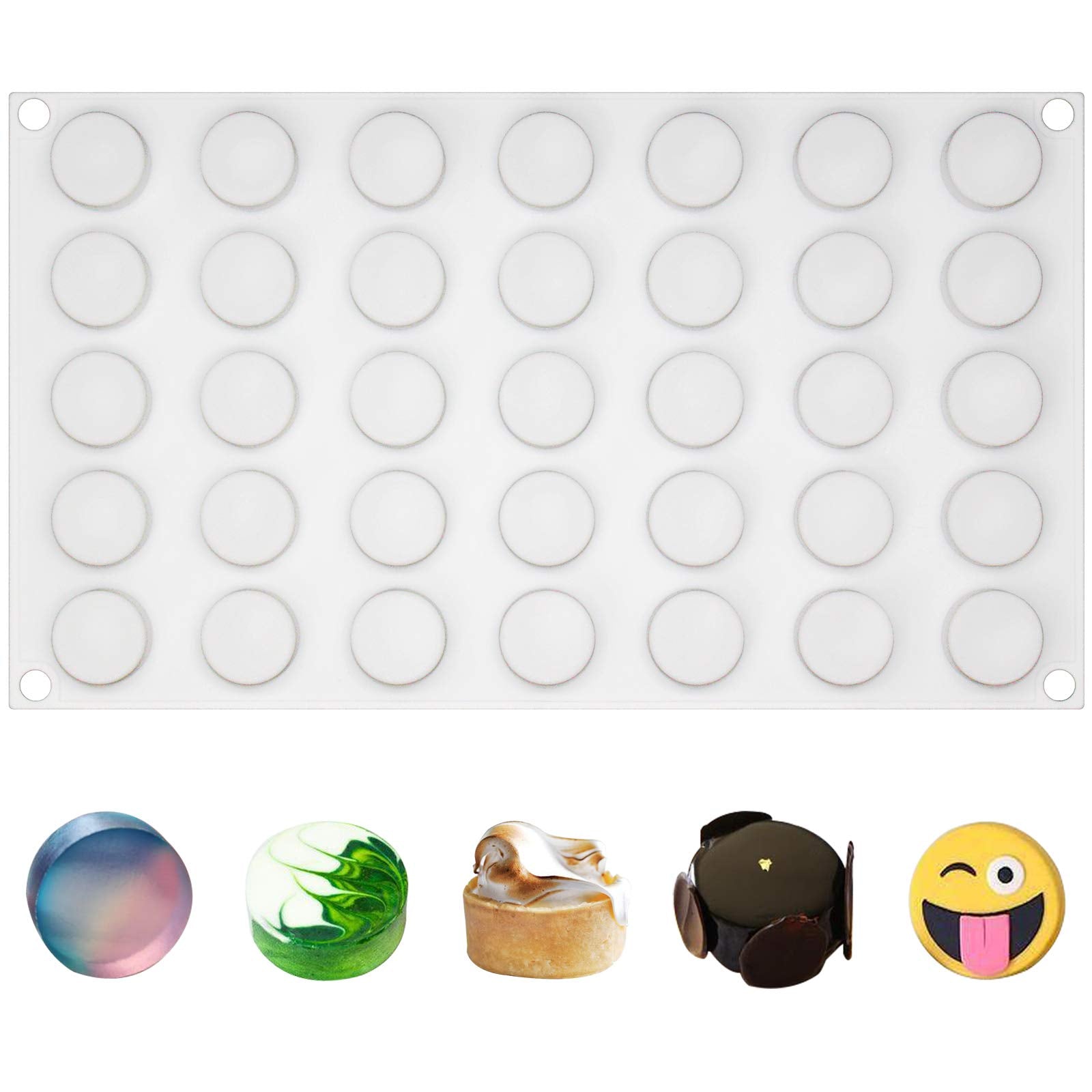 Funshowcase Mini Round Disc Silicone Mold Tray Per Cavity 0.9X0.9X0.4Inch 35 Cavities