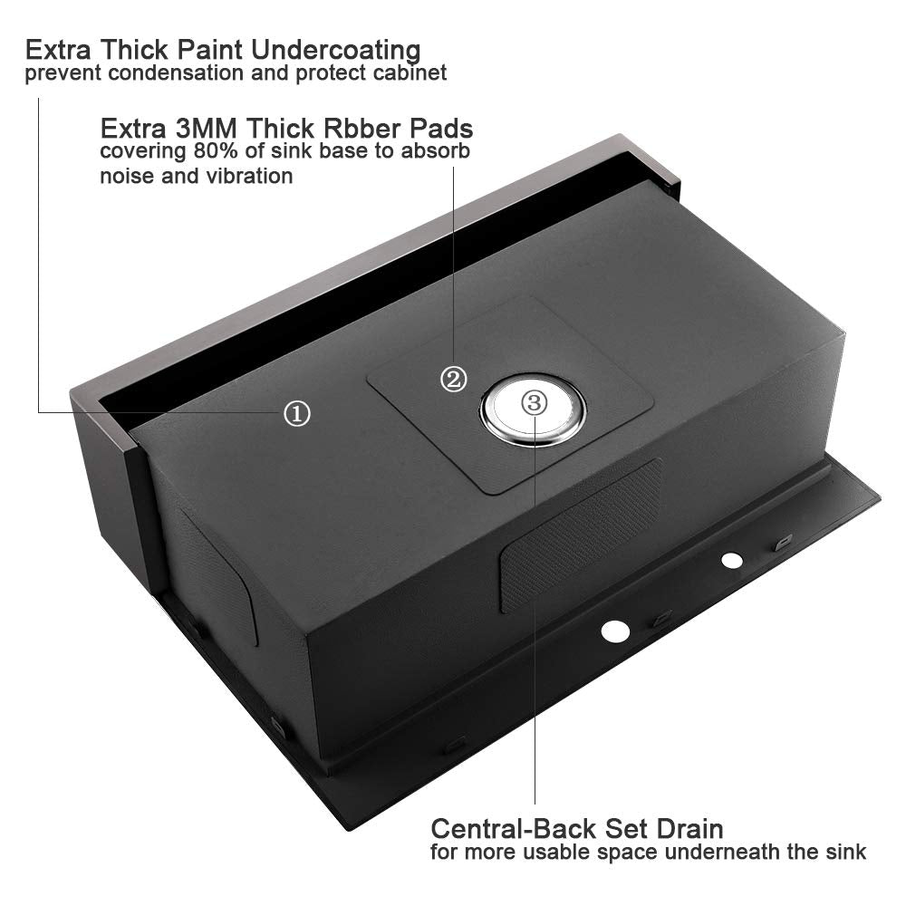 33 Inch Farmhouse Drop In Kitchen Sink Workstation Black- 33X22 Inch Black Stainless Steel Drop In Apron Front Farmhouse Sink Wo