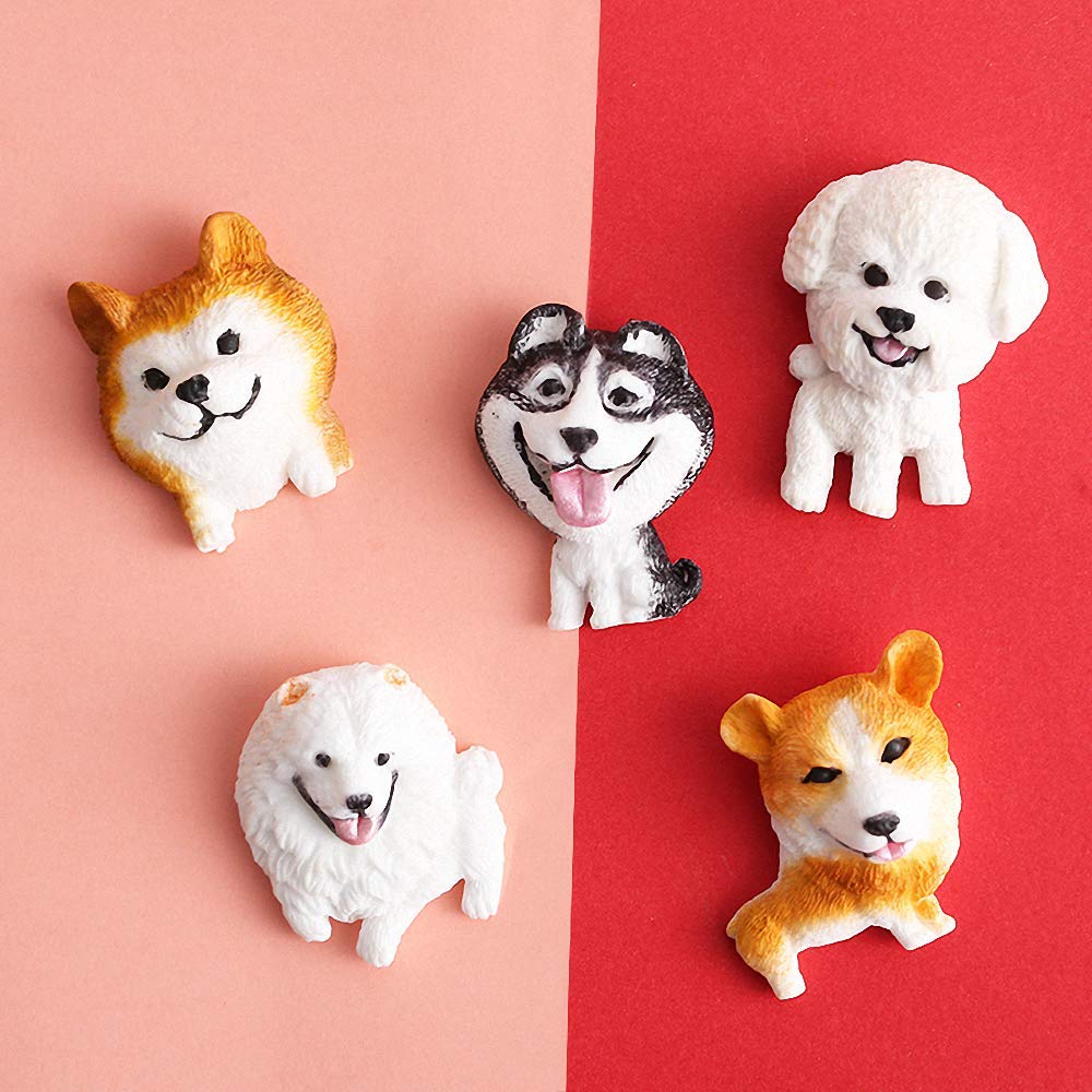 5-Cavity Puppy Dogs Fondant Mold Shiba Inu Corgi Teddy Bear Dog Samoyed Husky Silicone Chocolate Candy Gumpaste Sugarcraft Mould