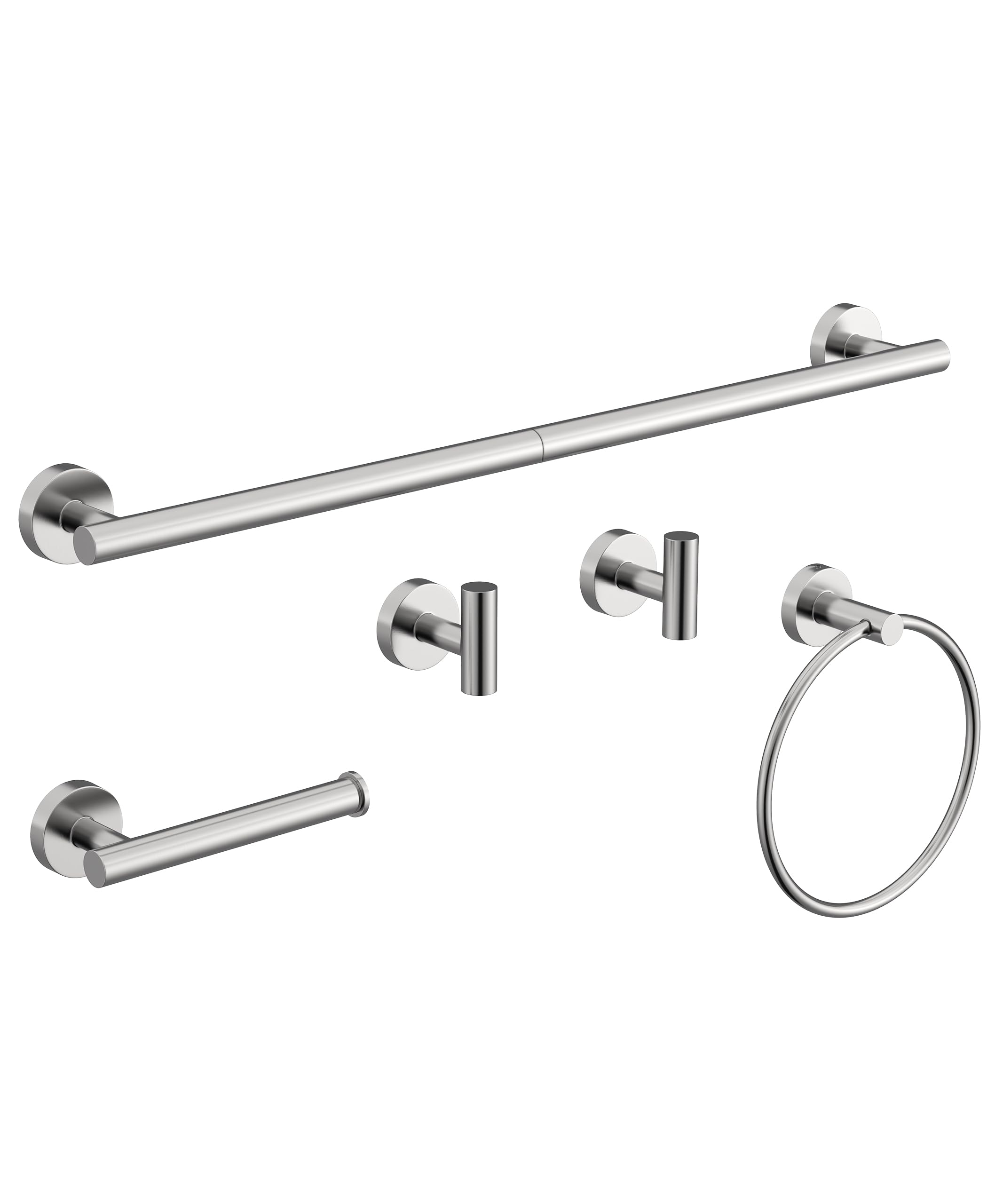 Homemystique 5 Pcs Brushed Nickel Bathroom Hardware Set, Sus304 Stainless Steel 26 Inch Hand Towel Bar, Toilet Paper Holder, Tow