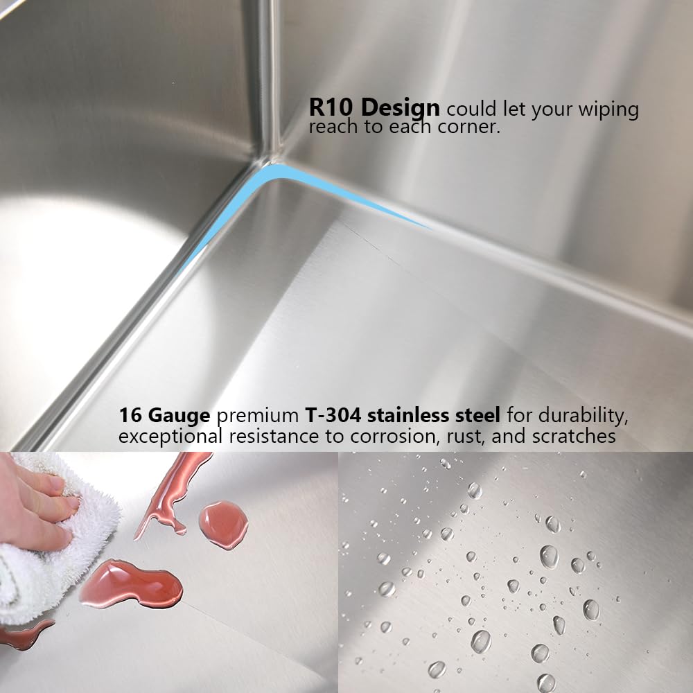 33 Inch Drop In Kitchen Sink, Jshozzy 33 X 19 Kitchen Sink Drop In 16 Gauge Stainless Steel Kitchen Sink Top Mount Single Bowl D