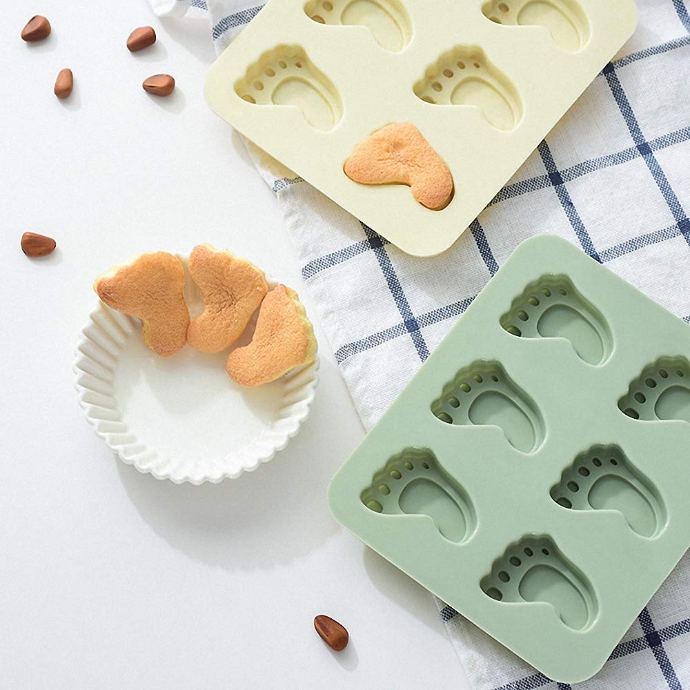 Moldfun 2 Pack Cute Baby Foot Silicone Molds For Baby Shower Party Footprint Chocolate Candy Gummy Jello Jelly Bakeware Baking M