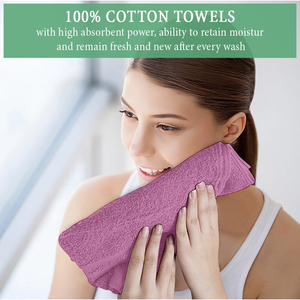 TOALLA 100% Cotton Salon Towel Set of 24|400 GSM|Soft Hand Towel|Bulk Hand Towel|Cotton Salon Towel|Ideal for Spa Gym Bathroom H