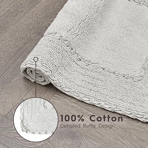 Laura Ashley Ruffle Cotton 20'' X 34'' Bath Rug, Light Gray
