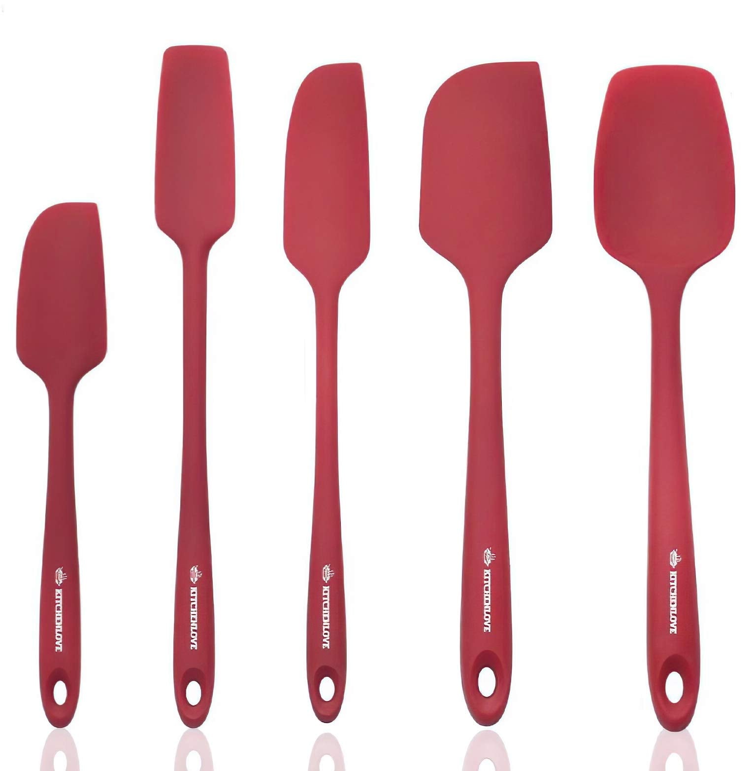 Kitchenlove Premium 600F Heat Resistant 5 Piece Silicone Spatula Set For Baking, Cooking, Mixing - Non-Stick With High Grade S-I