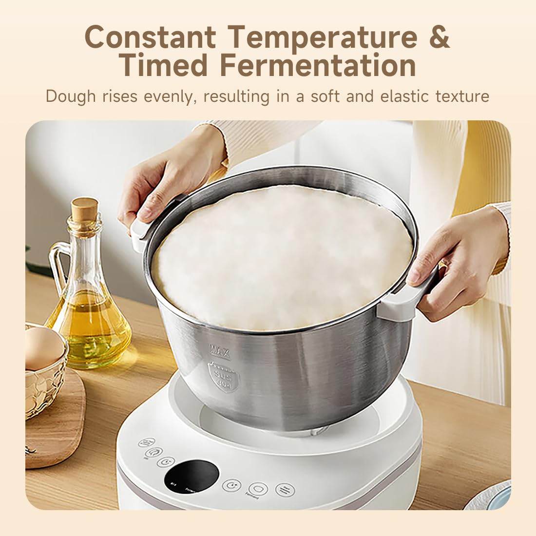 Joydeem Electric Dough Maker With Ferment Function, 4.5Qt Dough Mixer Machine, Perfect For Bread Pizza Roti Dumpling Dough & Sou