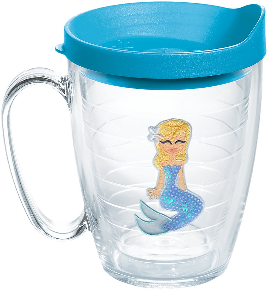 Tervis Blue Sequins Mermaid Made in USA Double Walled Insulated Tumbler Travel Cup Keeps Drinks Cold & Hot, 16oz Mug, Lidded