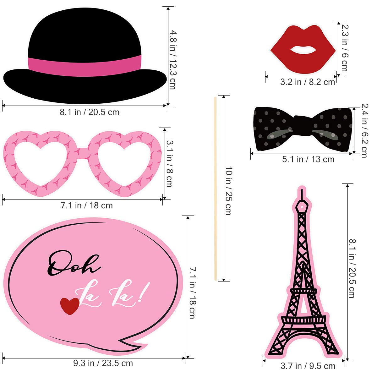 Paris Props Paris Photo Props Paris Party Photo Booth Props Kit Paris Themed Decor ...