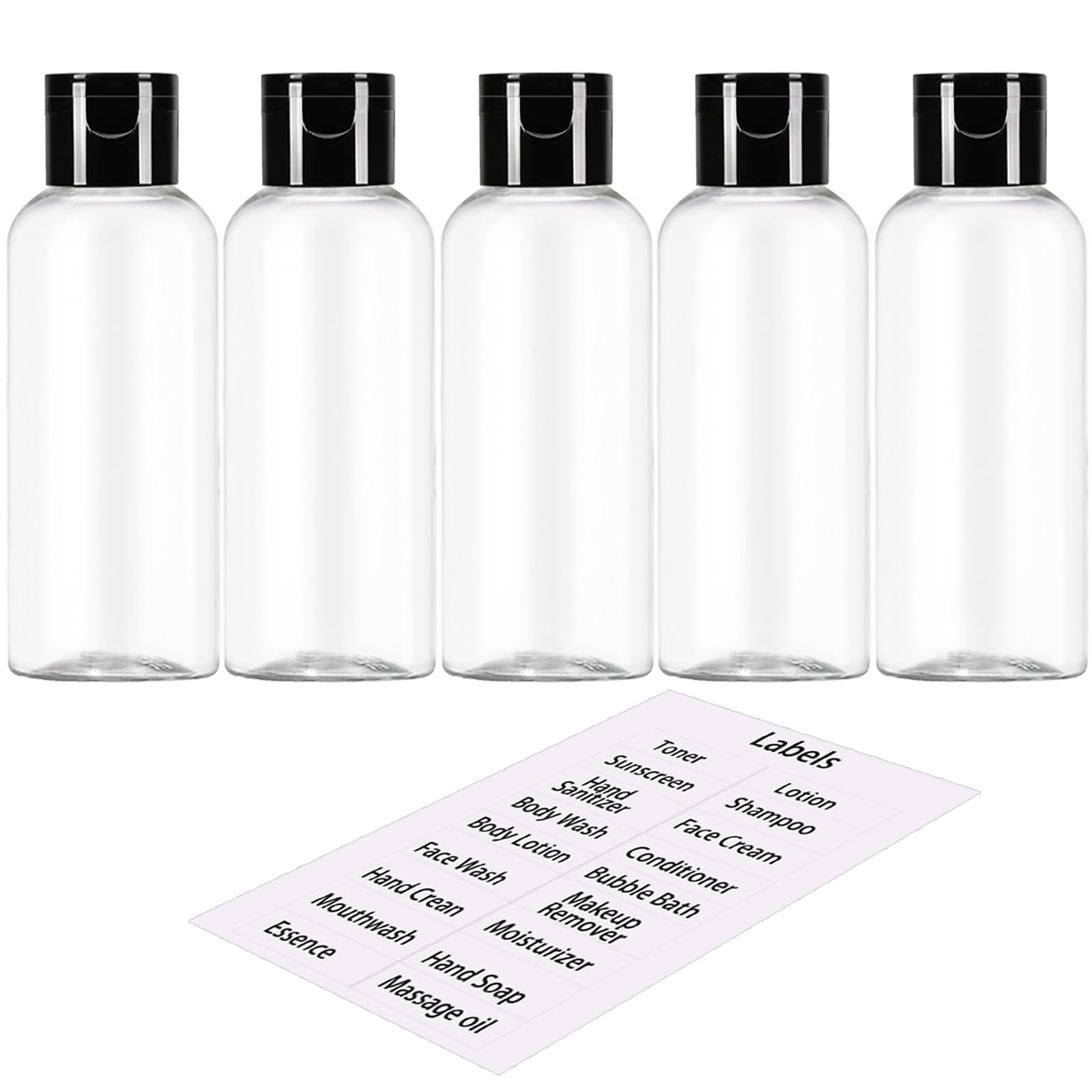 Dnsen 5 Pack 3.4 Oz Travel Size Bottles For Toiletries Tsa Approved Leak Proof Empty Refillable Liquid Containers With Labels