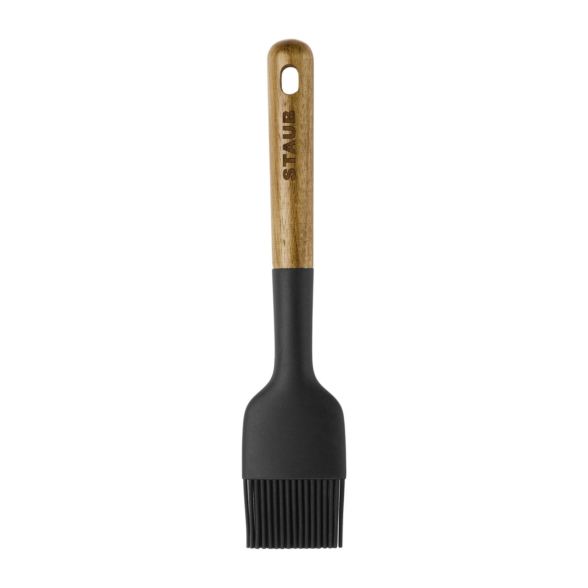 Staub Pastry Brush, Perfect For Evenly Glazing Pastries And Basting Meats, Durable Bpa-Free Matte Black Silicone, Acacia Wood Ha