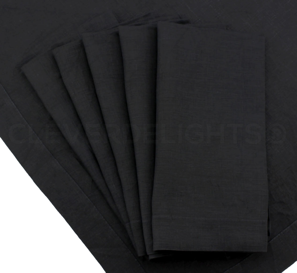 Cleverdelights 20'' Black Linen Dinner Napkins - 6 Pack - 100% Linen