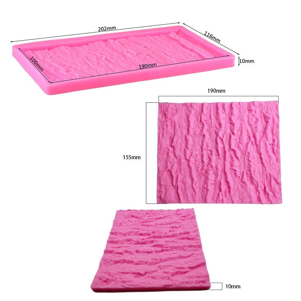 Set Of 2 Tree Bark Cake Fondant Mold Tree Stump Fondant Impression Texture Mat Wedding Lumberjack Cake Border Decorating Tool Ch