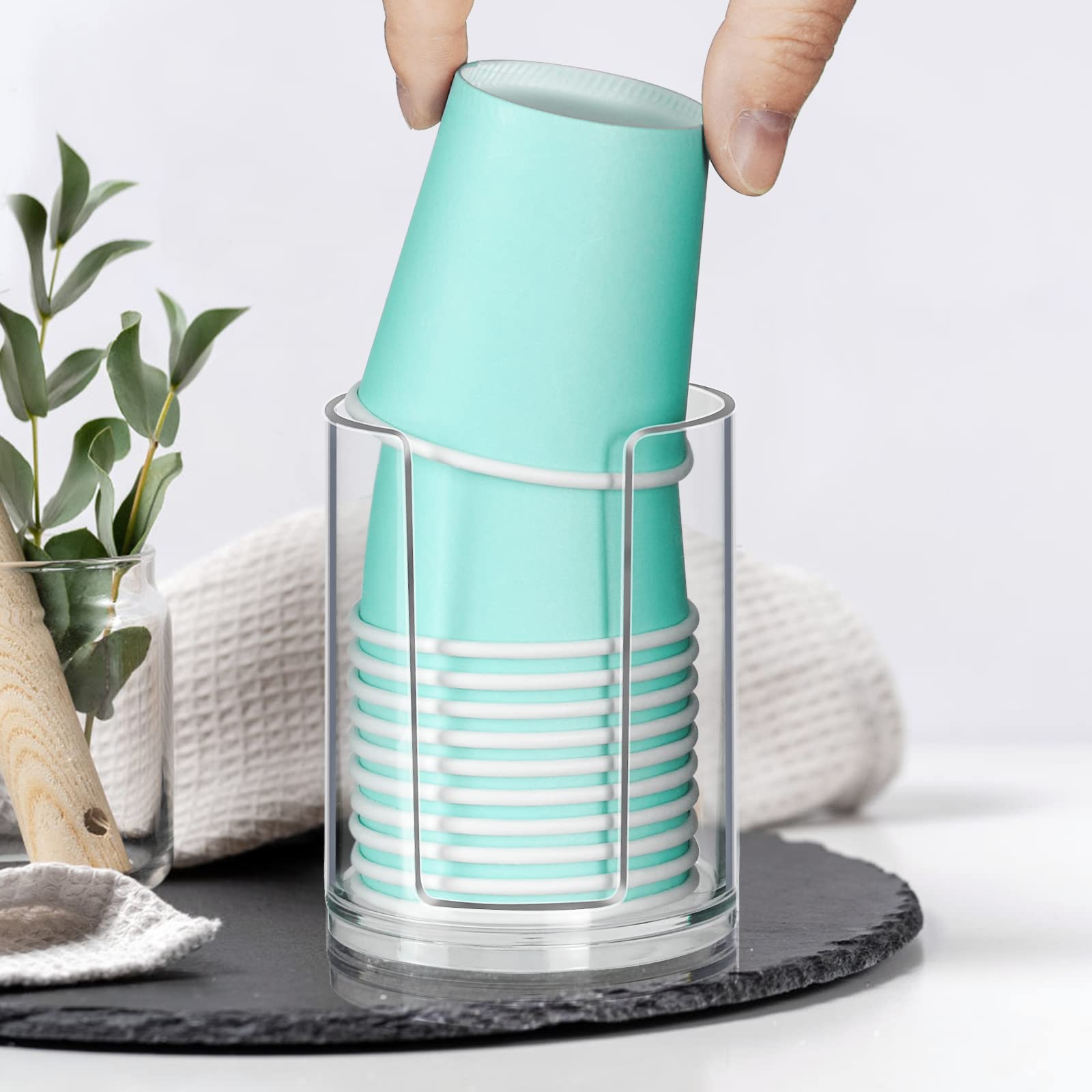 Bathroom Cup Dispenser, Disposable Mouthwash Cups Holder Fit 3Oz-4Oz Small Paper Cups, Clear Plastic Cup Dispenser For Bathroom