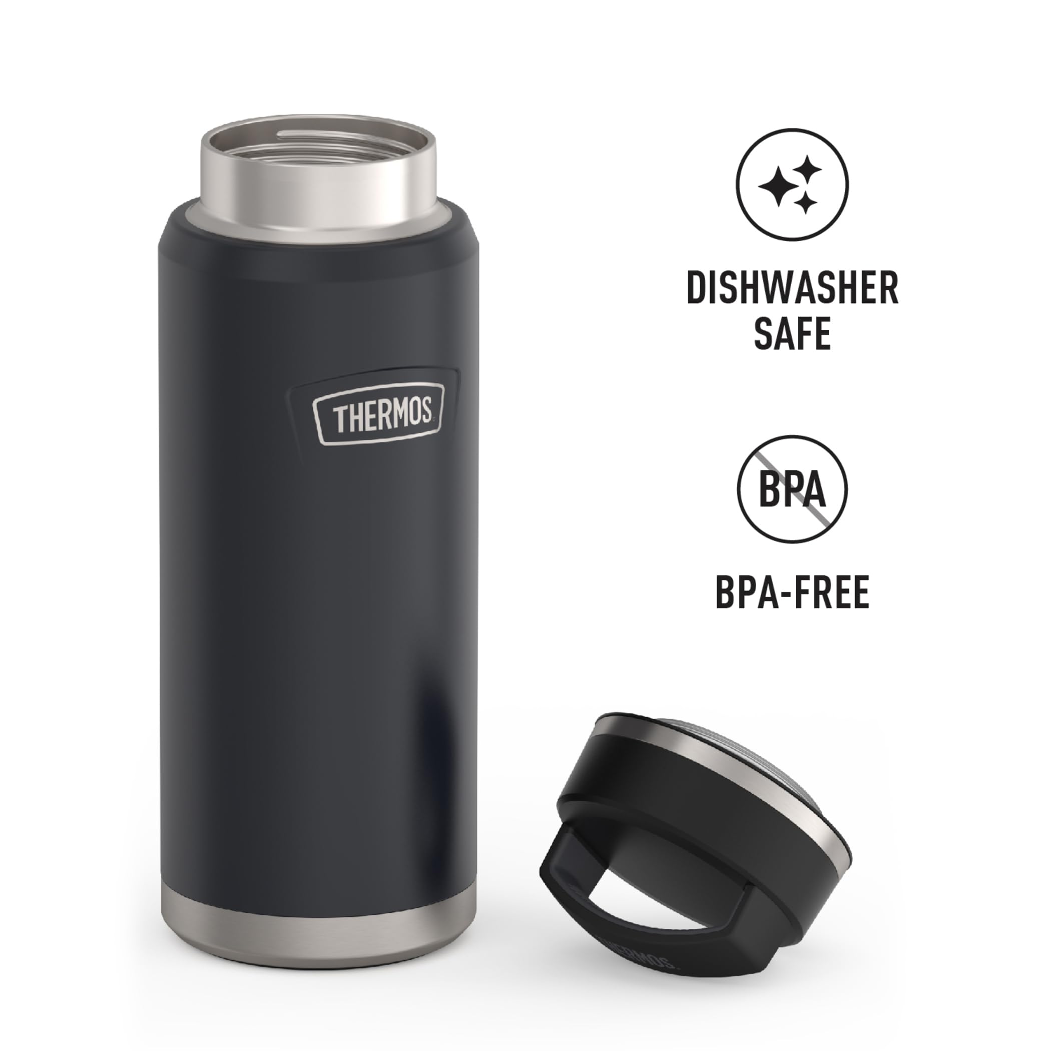 Thermos Icon Series Water Bottle With Screw Top Lid - 40 Ounce, Granite - Stainless Steel Vacuum Insulated Water Bottle With Lid