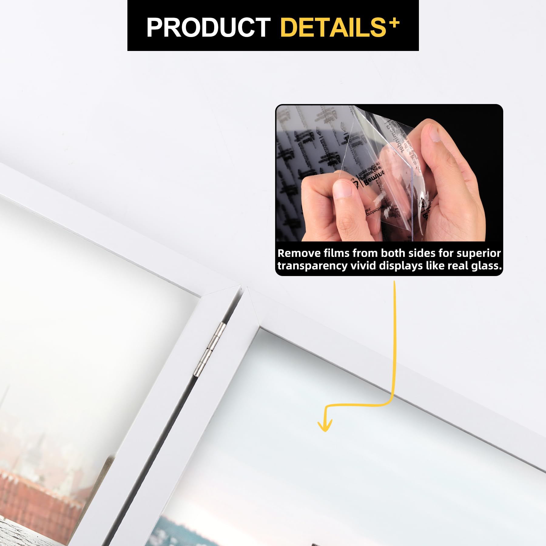 8x10 Double Picture Frame Wooden Hinged Photo Frame Definition Glass Stand Vertically on Desktop or Tabletop White