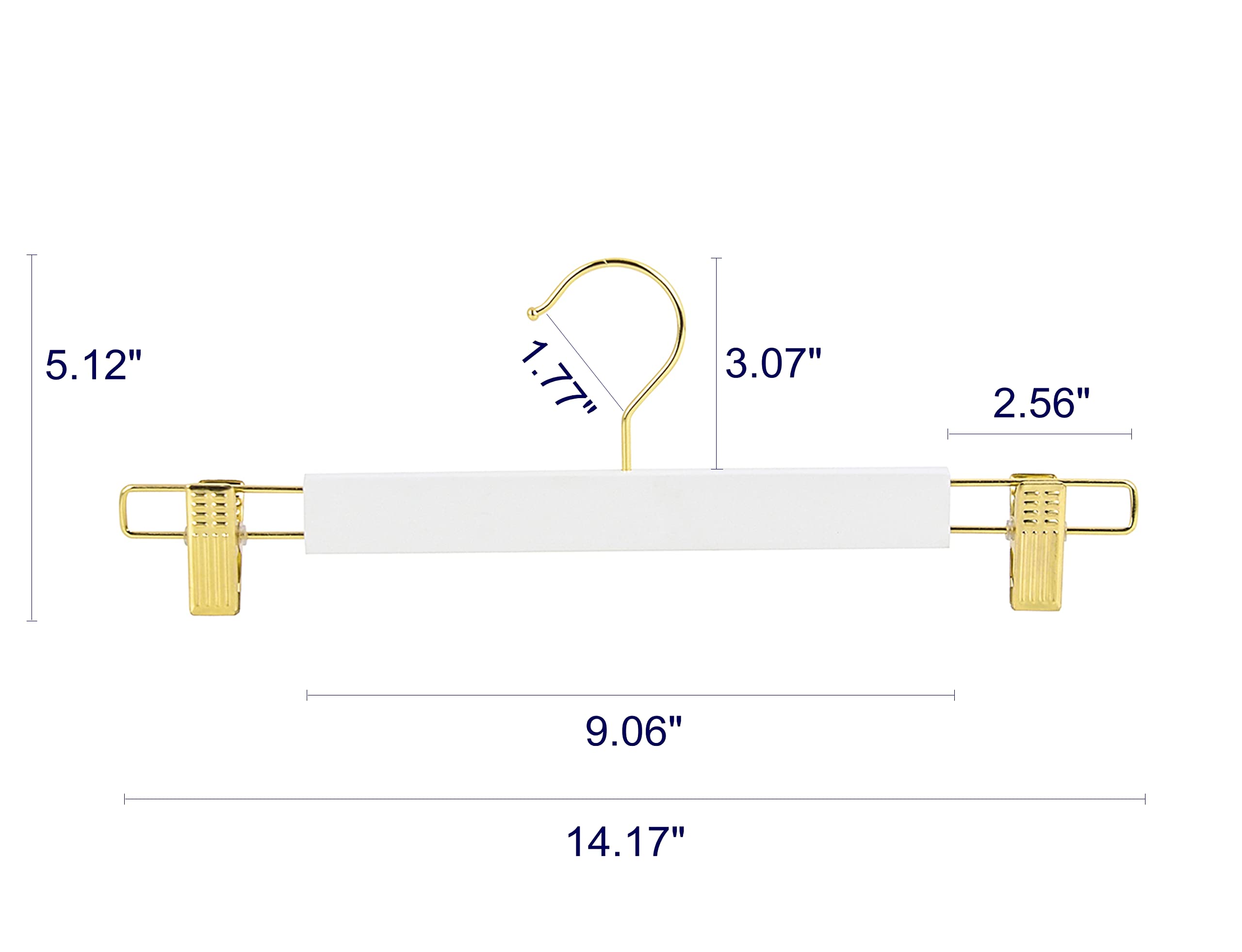 Amber Home 14.17'' Solid White Wooden Pant Skirt Hangers with Gold Hook 24 Pack  Bottom Hangers for Slacks Trousers Jeans with 2-Adjustable Gold Clips (White  24 Pack)