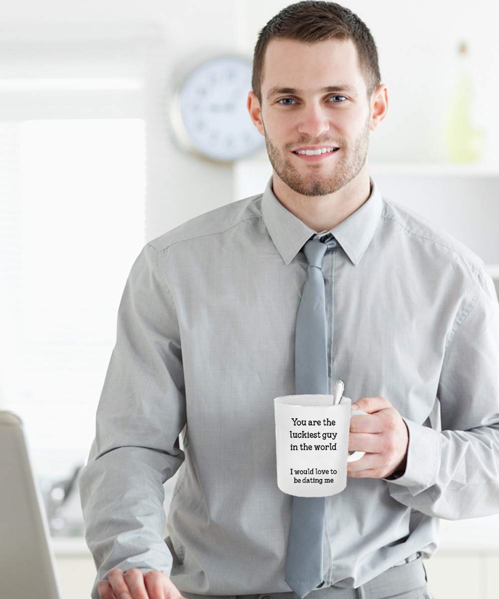 Spreadpassion Funny Mug For Boyfriend, You Are The Luckiest Guy In World, Sarcastic Coffee Mugs For Men