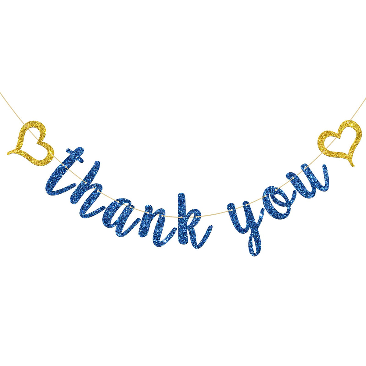 Innoru Thank You Banner Navy Blue Glitter, Wedding Bridal Shower, Thanksgiving Day Party Decorations, Engagement Party Banner, P