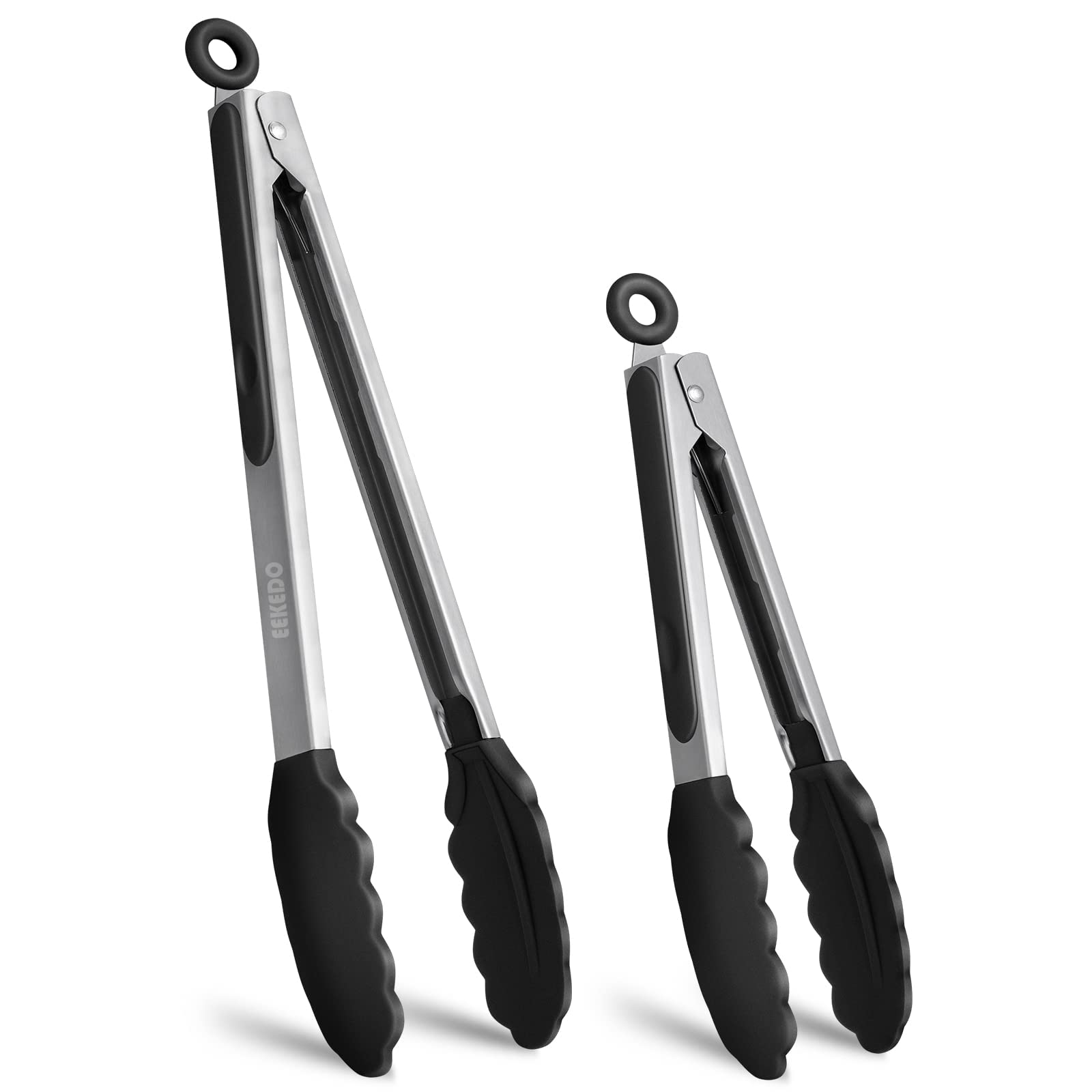 Eekedo Kitchen Tongs, Stainless Steel Silicone Tongs For Cooking 600F High Heat-Resistant Bbq Grilling Locking Tongs, Set Of 2-9