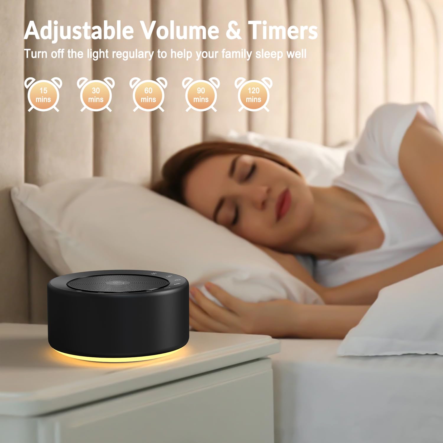 White Noise Machine with 30 High Fidelity Soundtracks  7 Colors Night Lights  Full Touch Metal Grille and Buttons  Timer and Memory Features  Plug in  Sound Machine for Baby  Adults