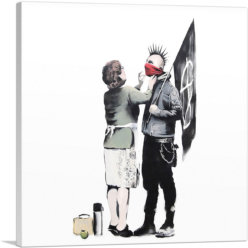 Artcanvas Anarchist And Mother - Punk Mum Canvas Art Print Stretched Framed Painting Picture Poster Giclee Wall Decor By Banksy