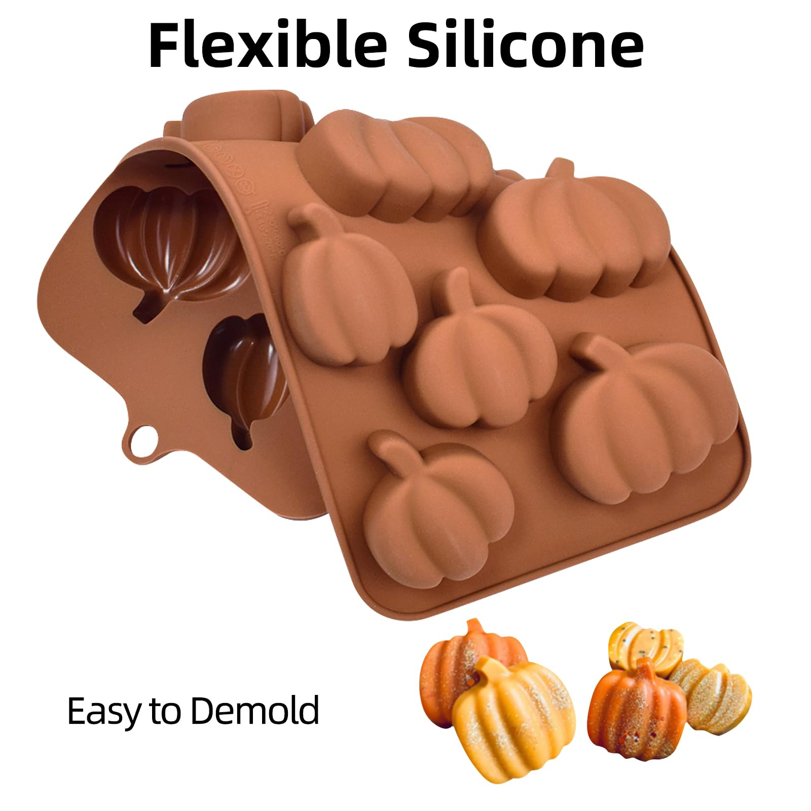 Eduee Fall Chocolate Molds 4 Pieces Silicone Pumpkin Candy Mold Maple Leaf Shaped Fondant Molds For Thanksgiving Halloween Autum