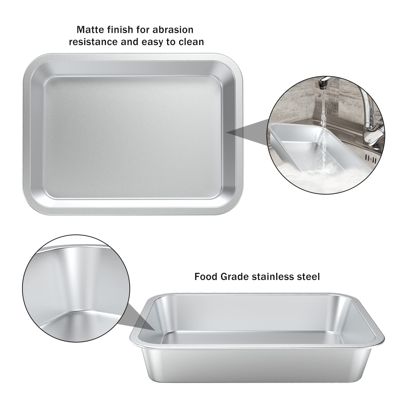 Only Fire Stainless Steel Baking Pan Roaster Ovens Cookie Sheet Barbeque Grilling Pan For Baking Breads, Grilling Chicken, Veget