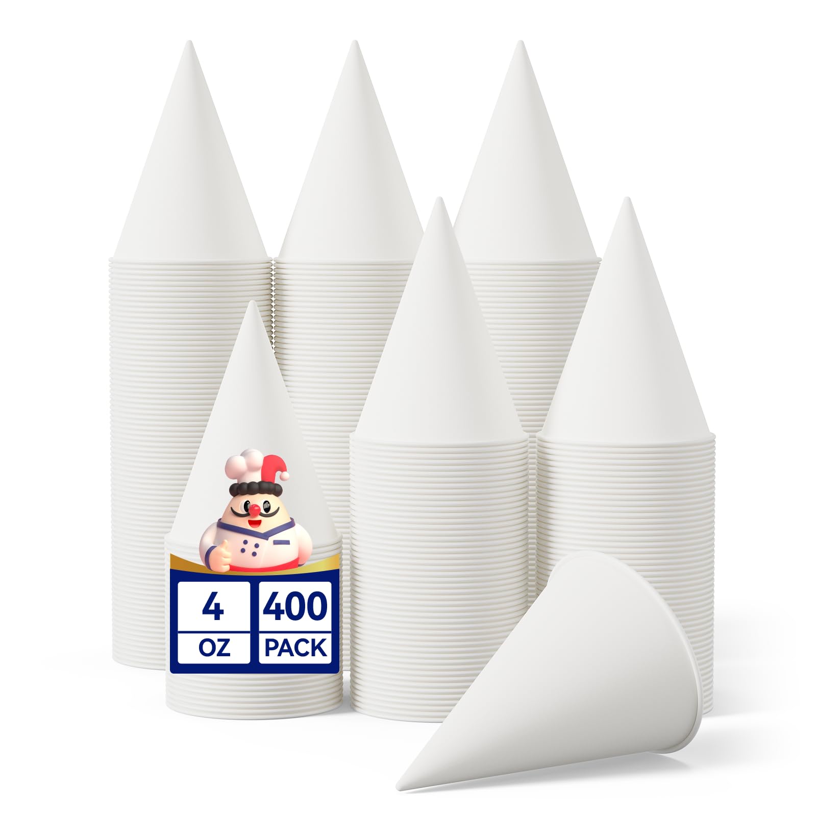 JOLLY CHEF 400 Pack Paper Snow Cone Cups 4oz