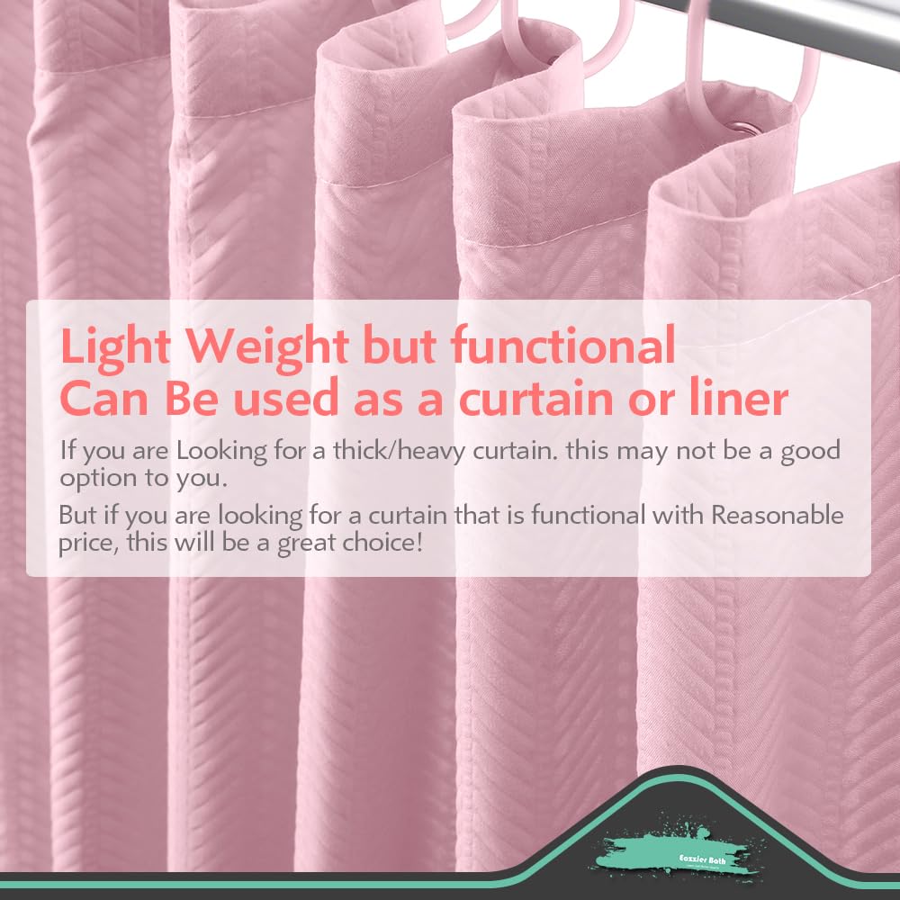 Eazzier Bath Lady Pink Fabric Shower Curtain Or Liner - Waffle Weave Textured Thin Cloth Shower Curtains For Bathroom, Light Wei