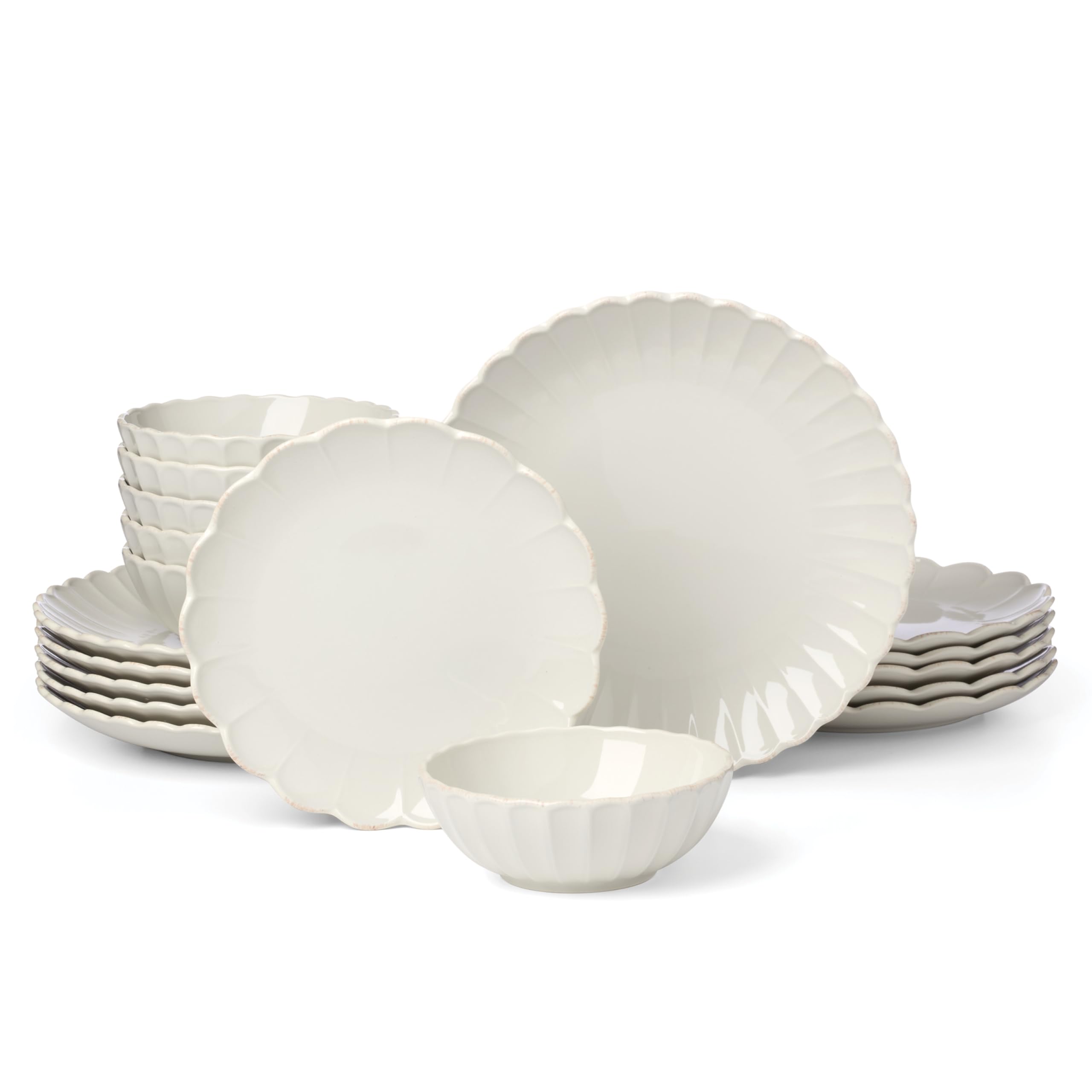 Lenox 899197 French Perle Scallop White 18-Piece Dinnerware Set, Service For 6