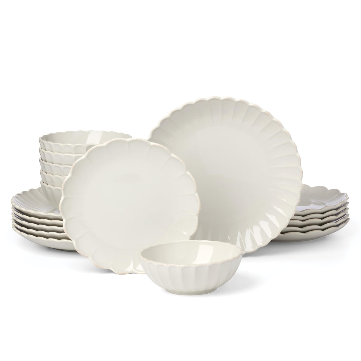 Lenox 899197 French Perle Scallop White 18-Piece Dinnerware Set, Servi ...