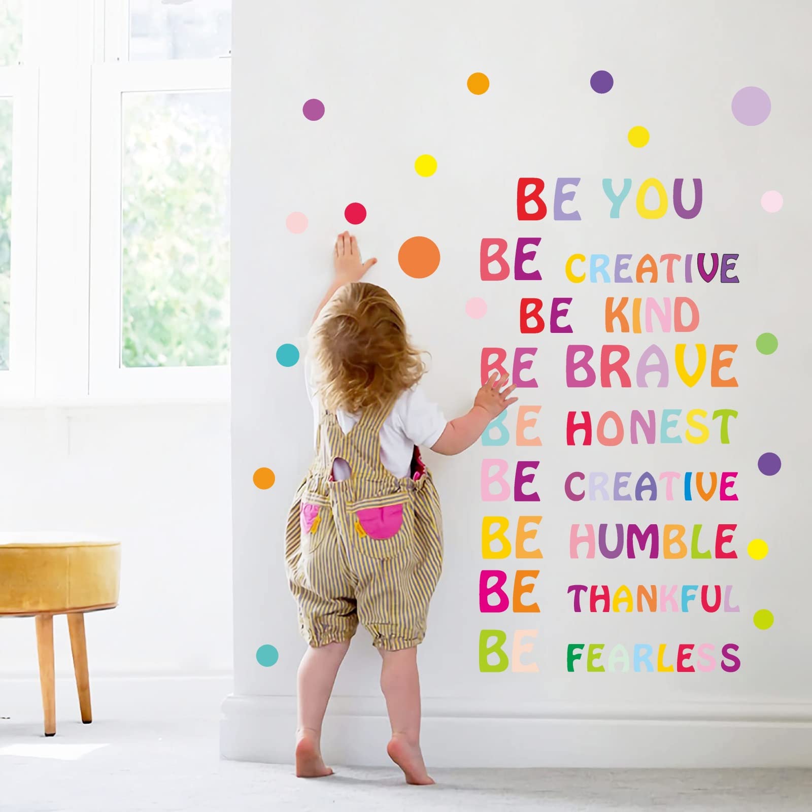 Inspirational Wall Decal Be Kind Wall Decal Be You Quotes Rainbow Motivational Lettering Quote Be Thankful, Be Brave,Be Creative