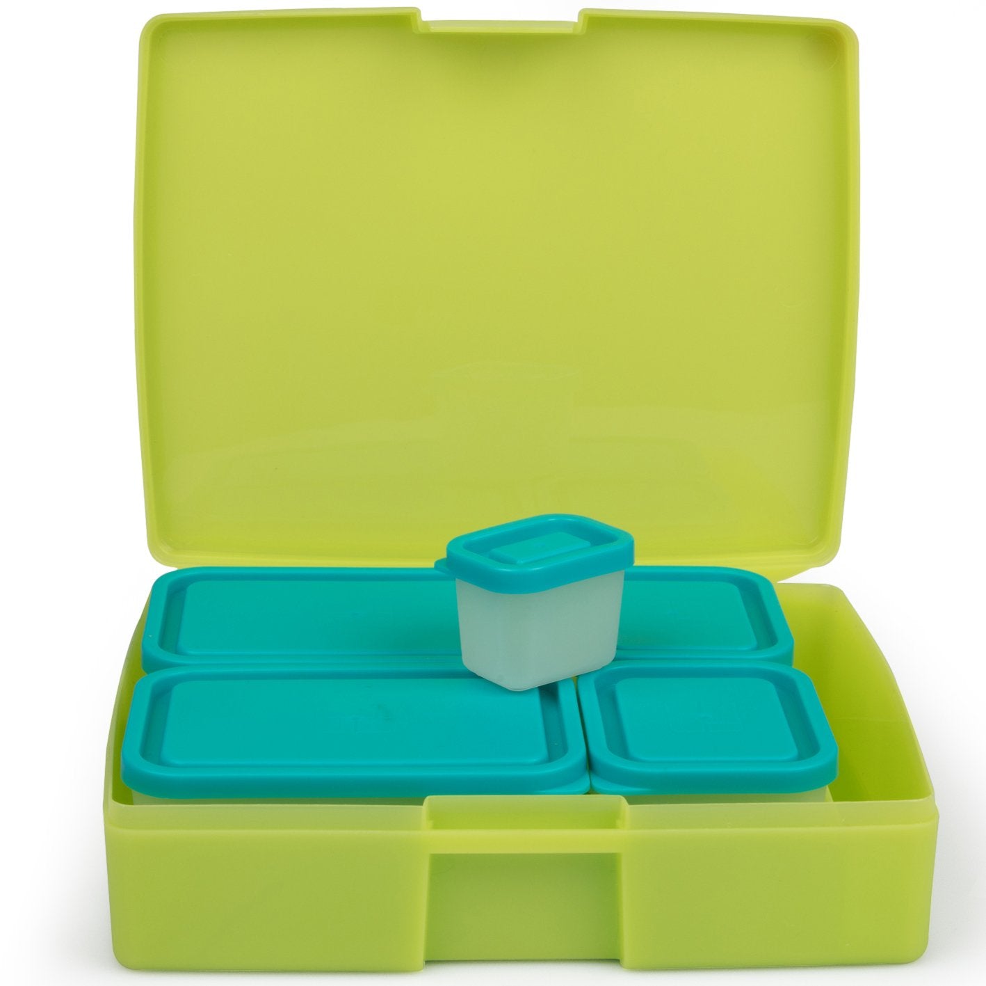 Bentologytm Green Bento Lunch Box Set W 5 Removable Nesting Containers- Adapt Inner Compartment Portion Sizes-Meal Prep Snack Ho