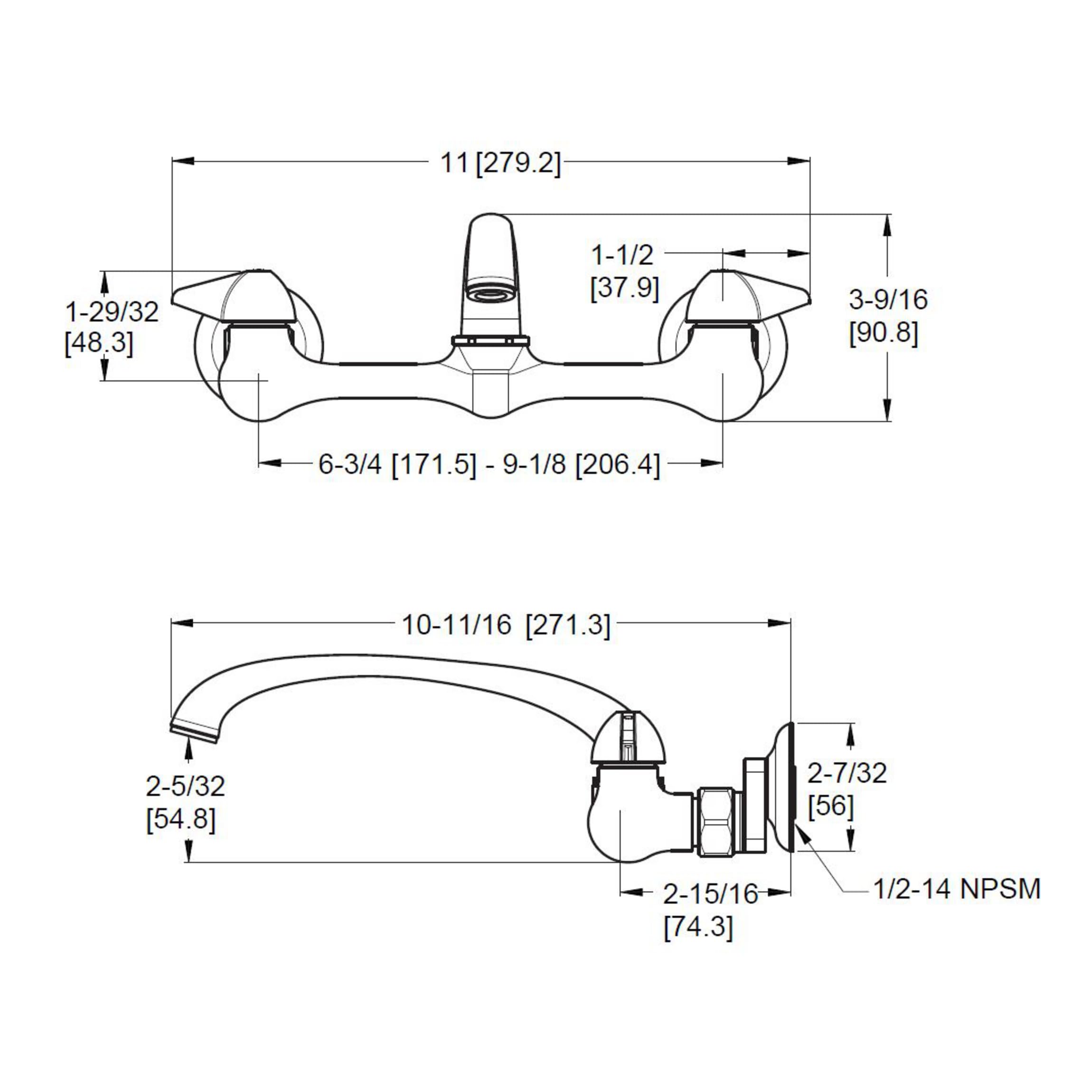 Pfister Pfirst Series Wallmount Kitchen Faucet, 1.5 GPM, Polished Chrome, Model G1271000, Metal Construction