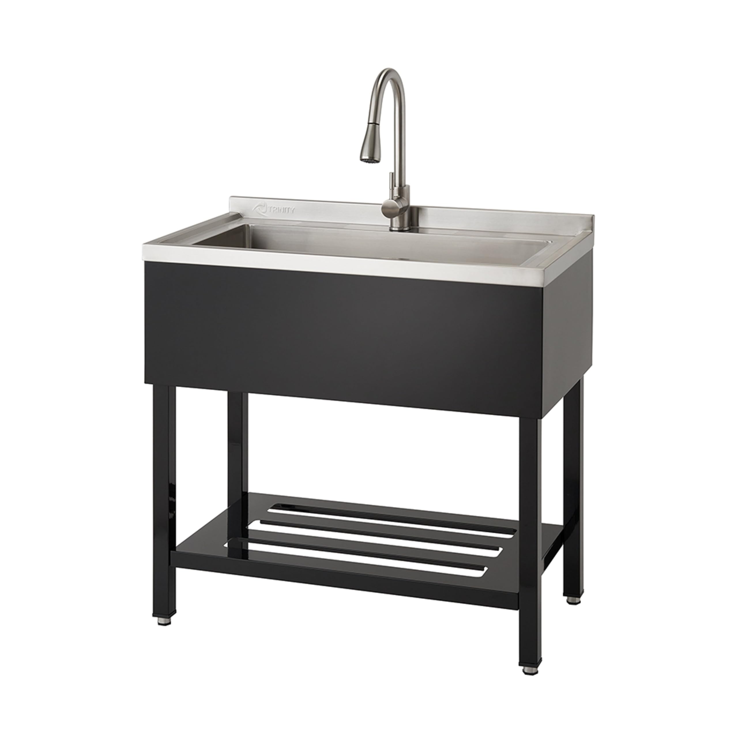 Trinity Thapbk-0323 Stainless Steel Freestanding Single Bowl Utility Sink For Garage, Laundry Room, And Commercial Use, Includes