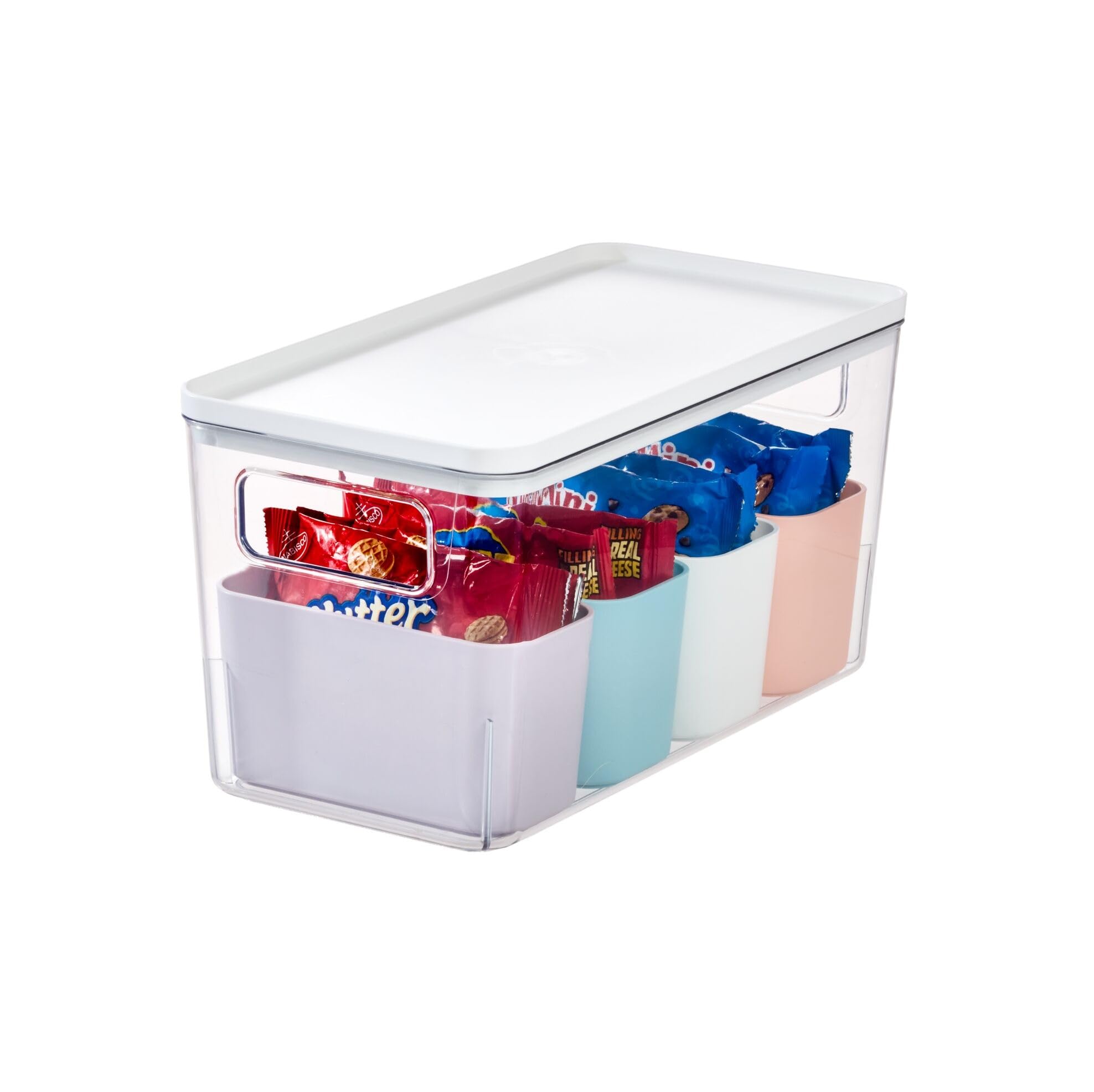 Rosanna Pansino x iDesign Recycled Plastic Kitchen Storage Bins, Includes 1 Large Bin with Lid and 4 Small Bins, Multicolored Bi