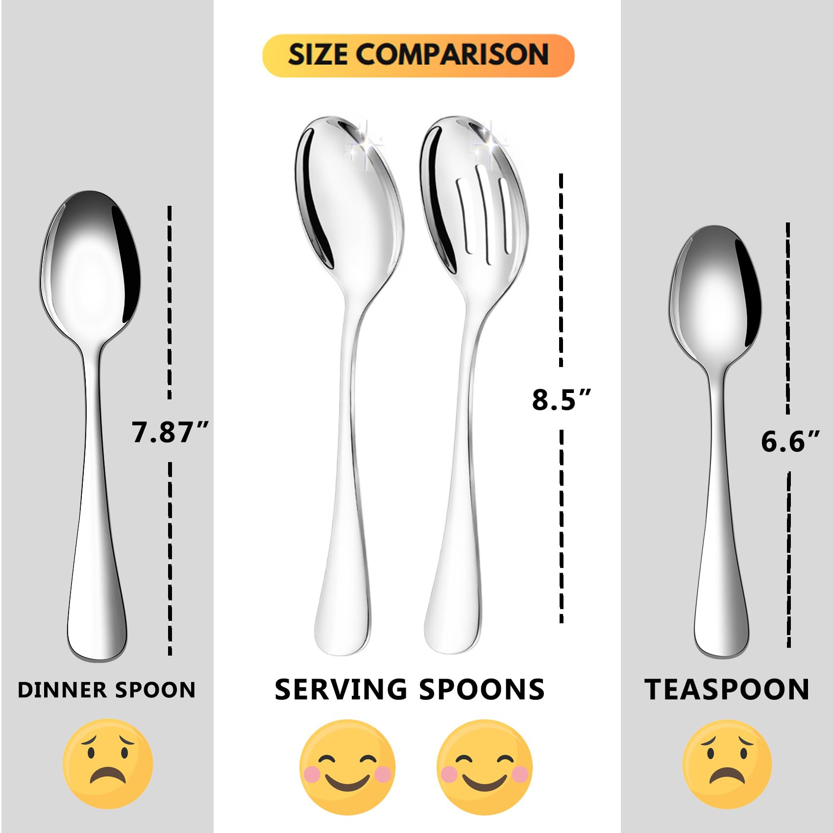 Vivani Serving Spoon Set, 8.5 Inches Serving Spoons Stainless Steel X 2, Slotted Serving Spoons X 2, Serving Utensils Set For Pa