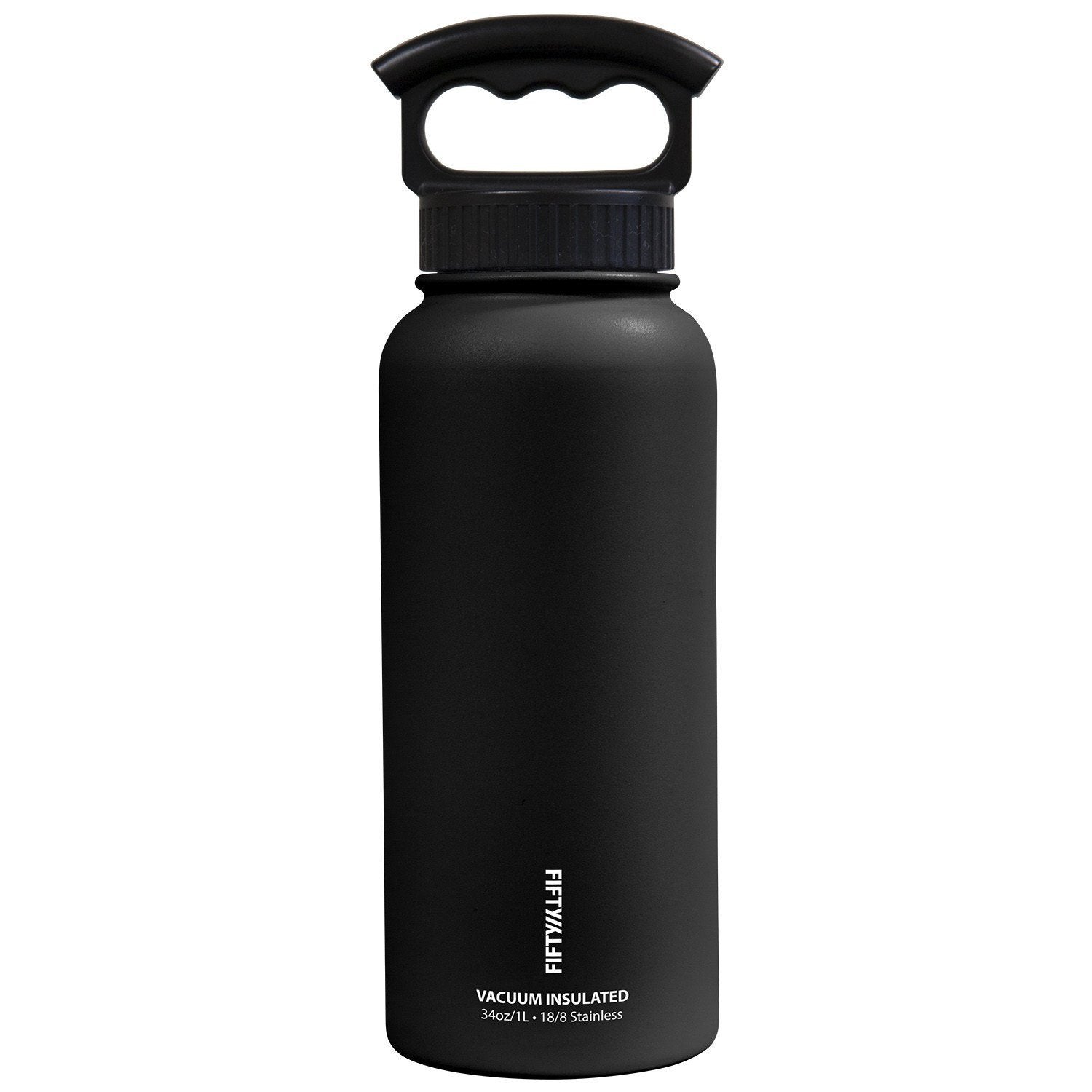 FIFTY/FIFTY 34oz  Matte Black Bottle3 Finger Grip Cap
