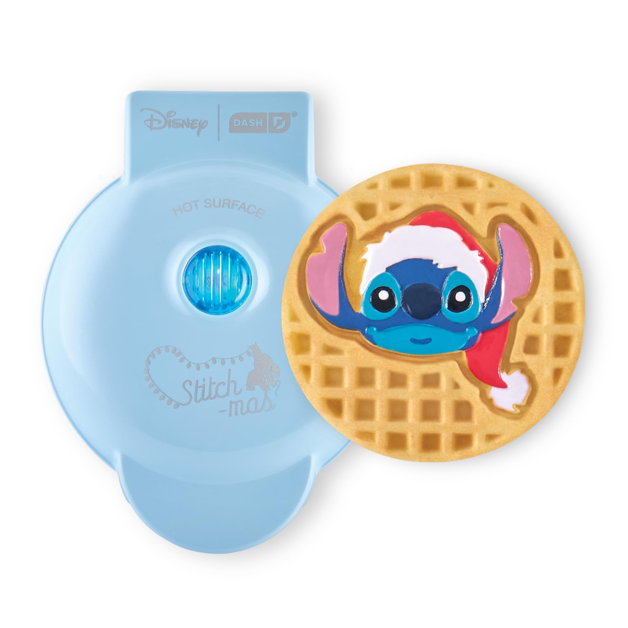 Disney Dash Stitch Santa Mini Waffle Maker - Holiday Waffle Maker - Simple Setup & Quick Cleanup - Convenient & Compact for Easy